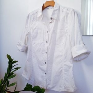 SOLD Flecked White Button Down Shirt